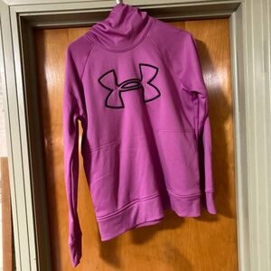 Under Armour Magenta Pink Hoodie Sweatshirt Fleece Lined Coldgear Size M Loose